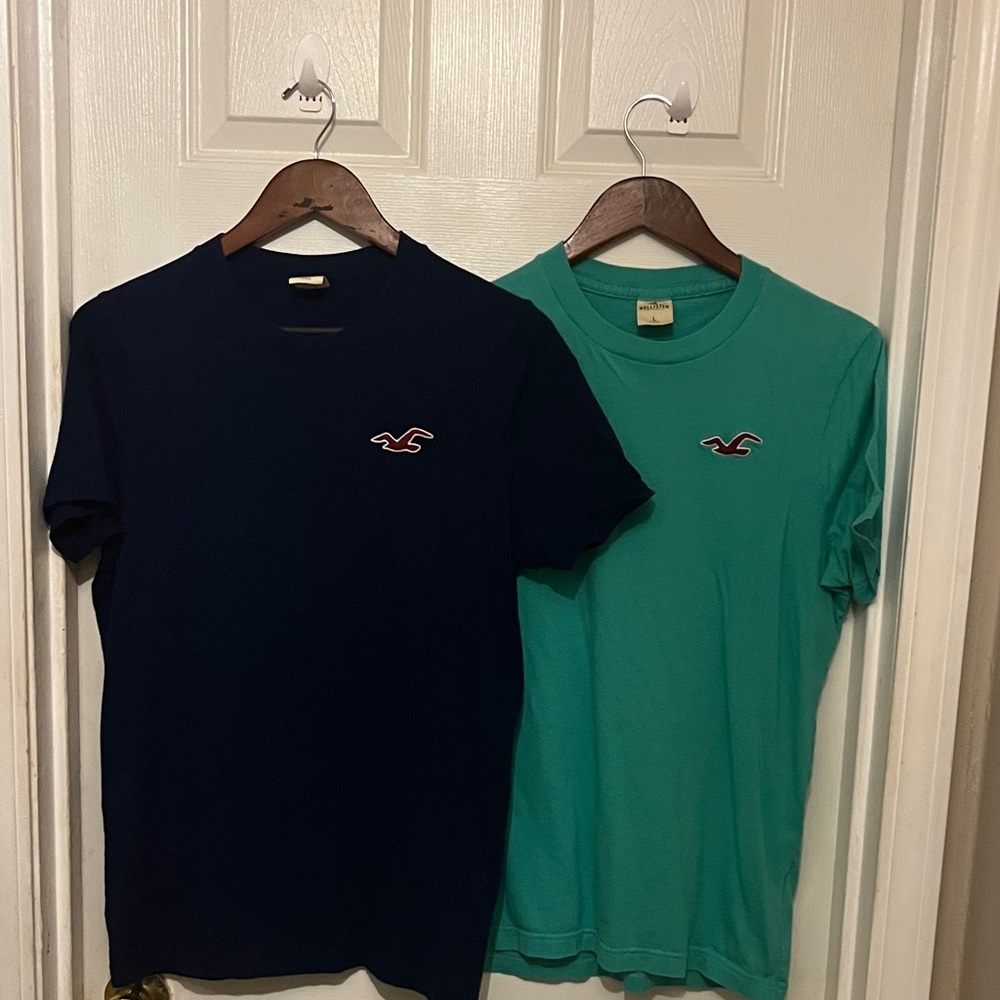 Men's Hollister Navy and Teal T-Shirts set of 2